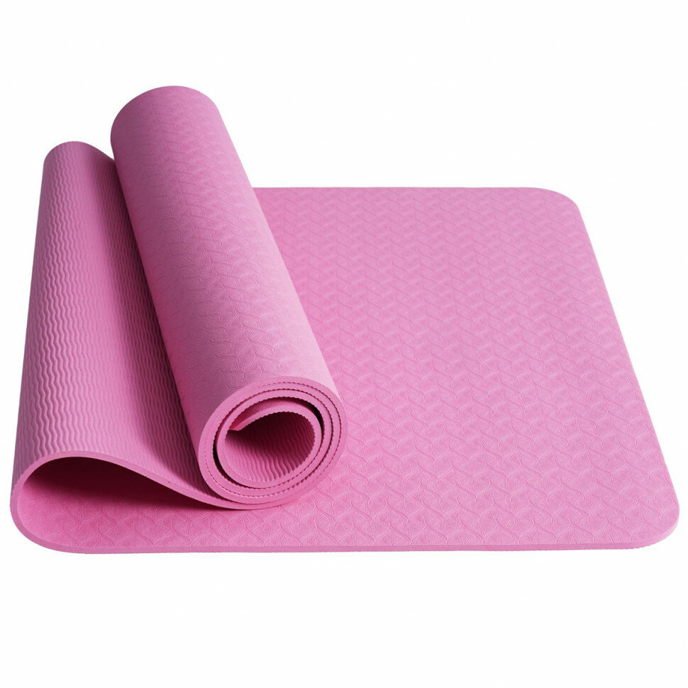 Коврик для йоги E42687-1, ТПЕ 183х61х0, 6 см, розовый