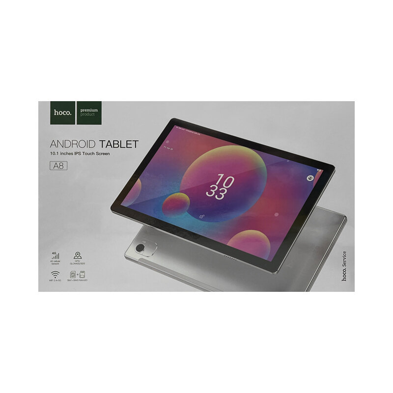 Планшет Hoco A8, Android Tablet, 10.1",4G, WIFI 2.4+5G, 6GB/128GB, серебристый