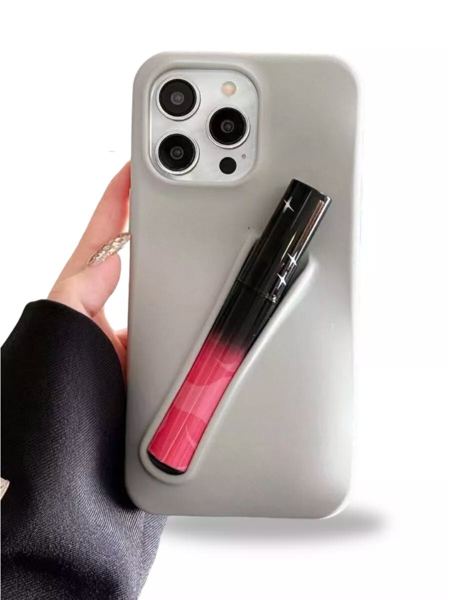 Чехол PRELESTI, для iPhone 14 Pro Max, серый, с держателем, для блеска