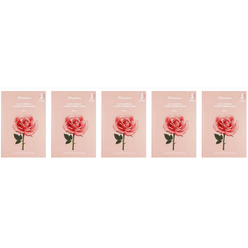 Тканевая маска для лица JMsolution с экстрактом розы, Glow Flower Firming Mask Rose, 30 мл, 5 шт