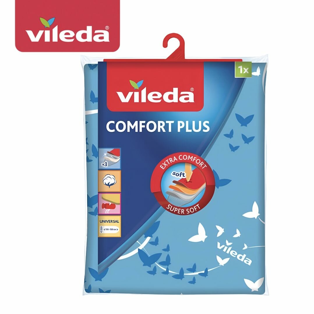 Чехол для гладильной доски Vileda Comfort Plus, размер 110-130 см х 30-45 см, цвет: синий, 163255