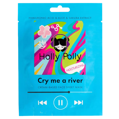 Holly Polly Тканевая маска для лица на кремовой основе Cry me a river с Гиалуроновой кислотой, Aлое и экстрактом Cакуры увлажняющая 22 г 1 шт