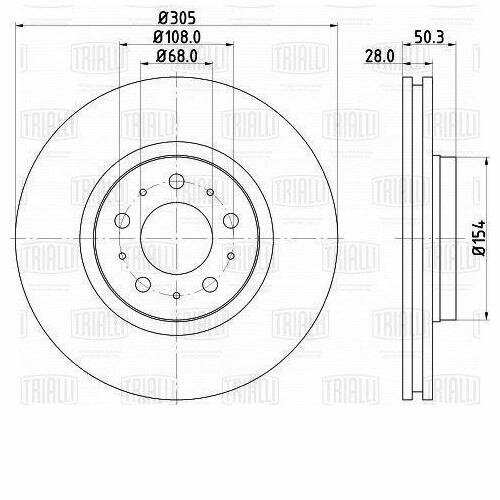 Диск торм. перед. для ам Volvo XC70 (00-) R16 d=305 (DF 106206) trialli 1шт