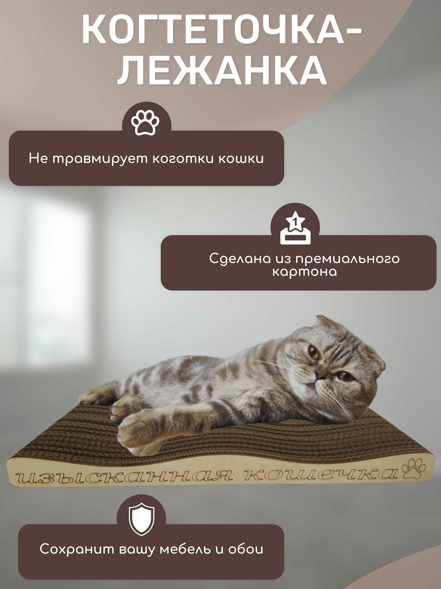 фото Когтеточка-лежанка картонная