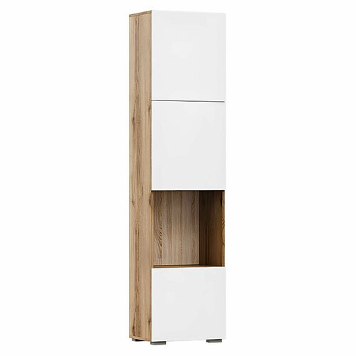 Шкаф пенал Милан от Астрид-Мебель с полками дверцами и открытой нишей 50х36х202 см цвет Дуб ДеланоБелый 8200₽