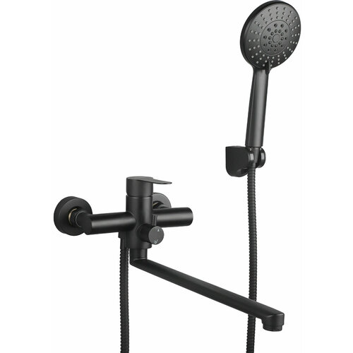 Смеситель для ванны с длинным изливом и душем AVAPAX Elbe черный (AP01263B)