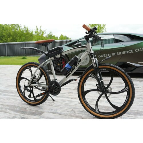 Велосипед горный RICHIESTO 24 колёса Алюминиевые кованные литые диски Детский Подростковый Спортивный серебро 26500₽