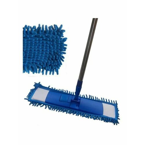 P 045А Плоская швабра (насадка синяя вермишелька, микрофибра)