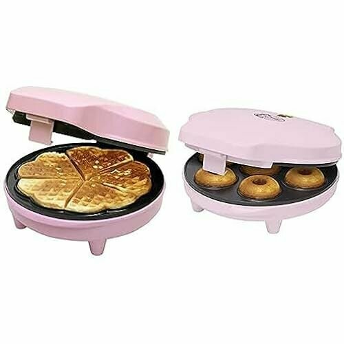 Вафельница Bestron для классических вафель-сердечек и пончиков в ретро-дизайне 700 Вт цвет розовый 1666700₽