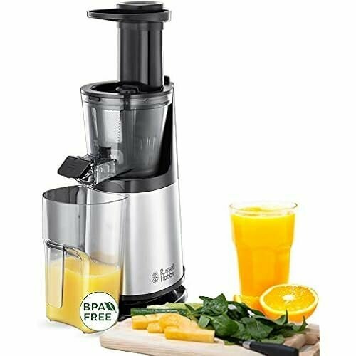 Профессиональная соковыжималка Russell Hobbs Slow Juicer Соковыжималка для фруктов овощей и трав Нержавеющая сталь 3 вставки сита мелкие крупные и замороженные фрукты включая функцию возврата без BPA пресс для фруктов 2721200₽