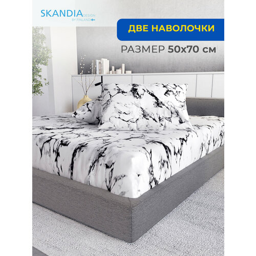 Две наволочки 50х70 см SKANDIA design by Finland МикроСатин, наволочки 50х70 с клапаном r100 Белый мрамор