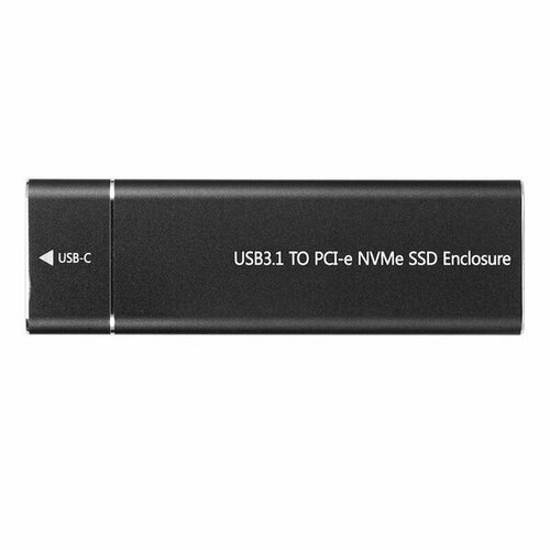 Бокс для жесткого диска SSD M2 (NVME M-key) - Type-C / USB 3.0 алюминиевый (черный) с проводом / Корпус для M.2 M-key NVMe PCI-e SSD, USB-C 3.1, чёрный