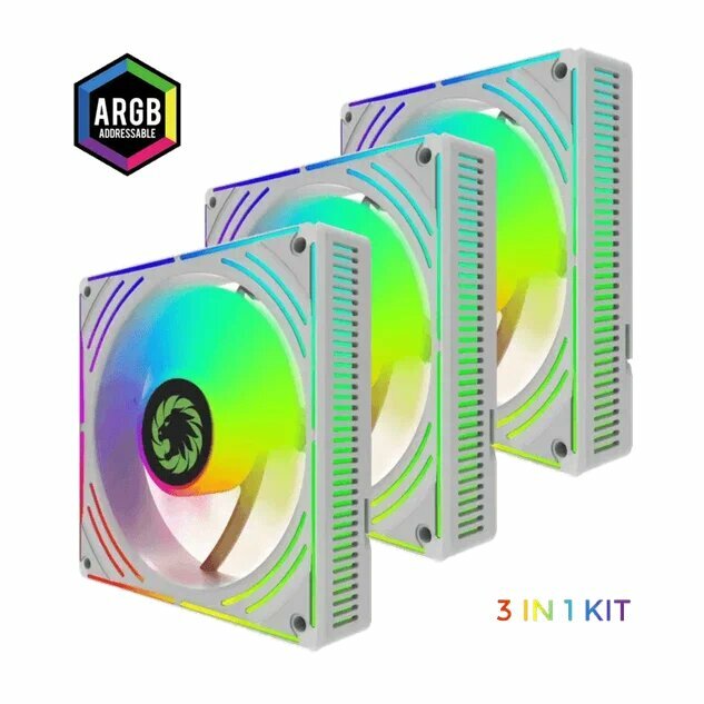 фото Комплект вентиляторов GameMAX RA300 White 3*120мм ARGB Cooling fans