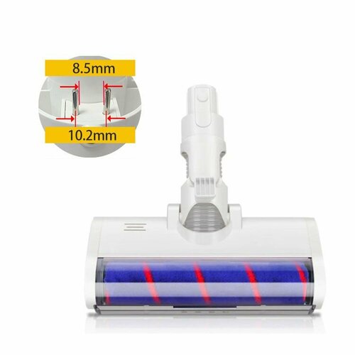 Турбощётка для пылесоса Xiaomi Dreame G10 V11 V10 V12 T30 с широкими контактами с мягким валиком. Белая. Универсальная насадка с LED подсветкой. Щетка для твердых полов - ламината, паркета, плитки.