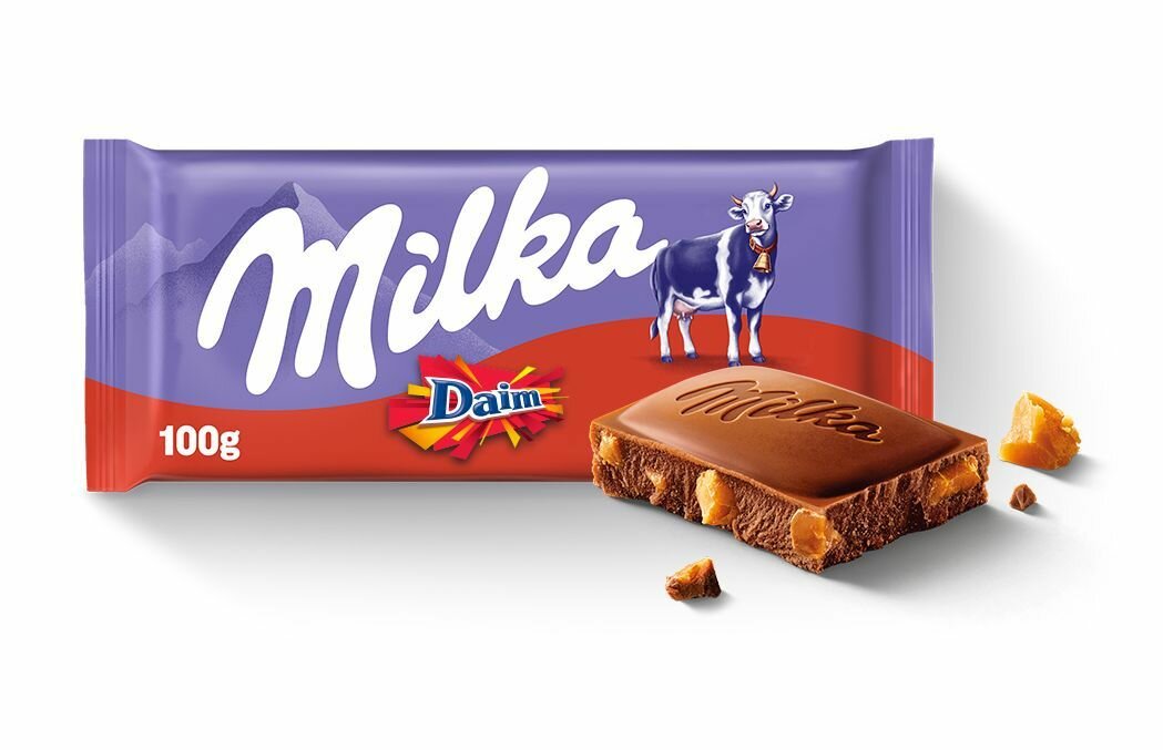 Шоколадная плитка Milka & Daim / Милка Дайм с кусочками миндальной карамели 100 гр (Германия)