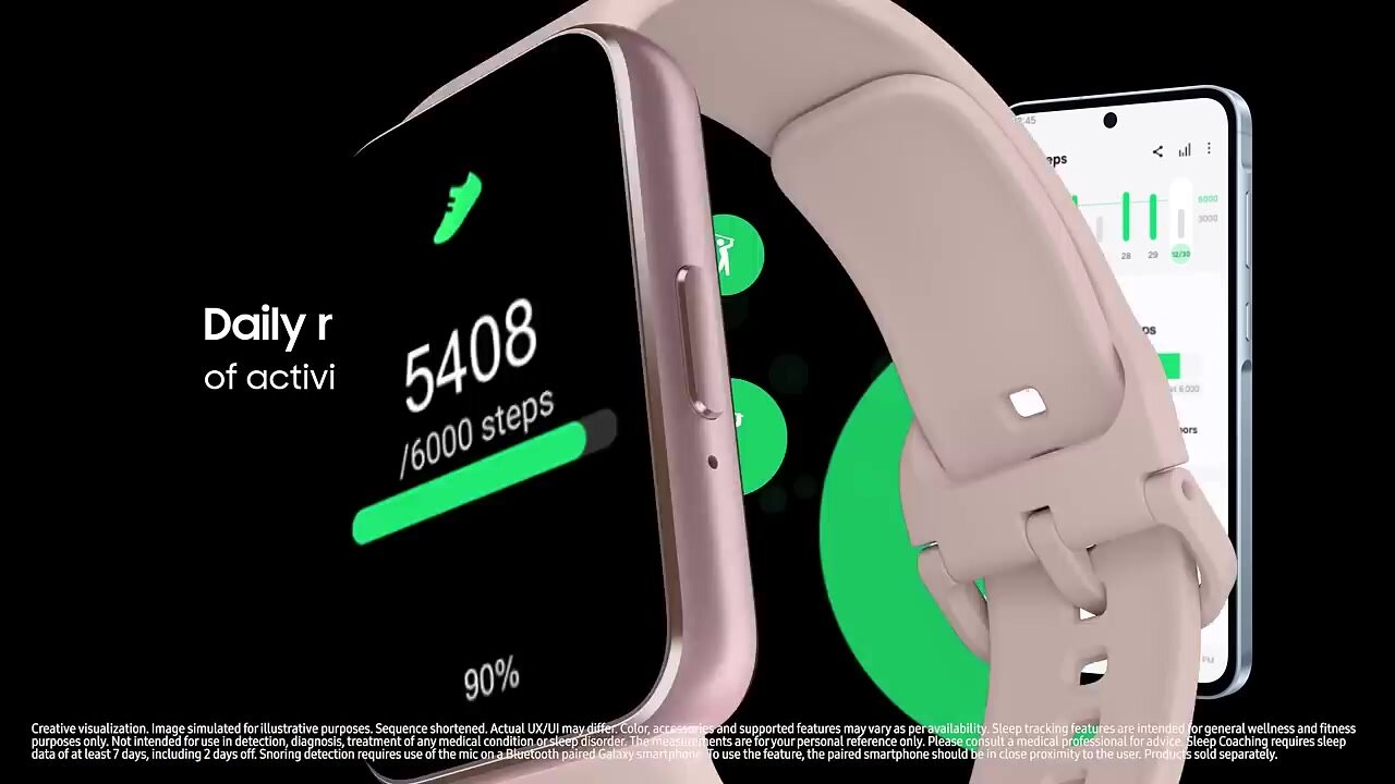 Смарт-часы Samsung Galaxy Fit3 SM-R390 1.6 AMOLED, корпус графит, ремешок графитовый — фото 1