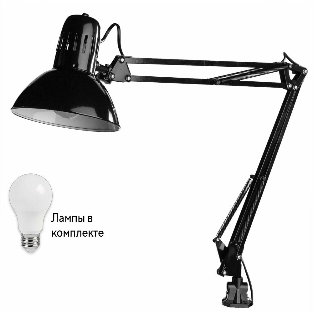 Лампа настольная на струбцине Arte lamp A6068LT-1BK+LED-лампа в комплекте