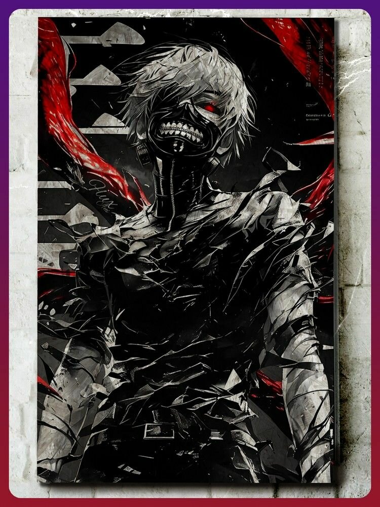 Картина интерьерная на рельефной доске Аниме Токийский гуль (Tokyo ghoul, Канеки Кен, Тоука Киришима, Япония, манга) - 6241268