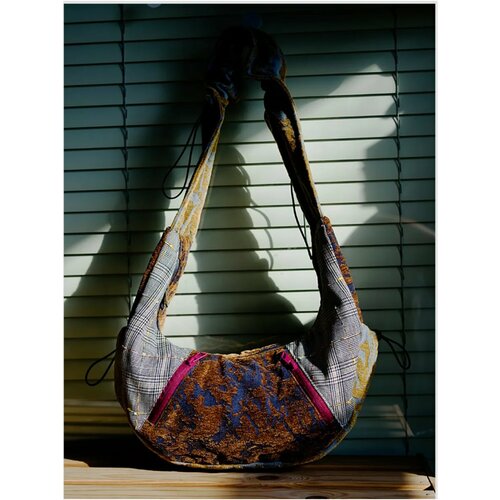 Сумка хобо House design, серый, бежевый, коричневый