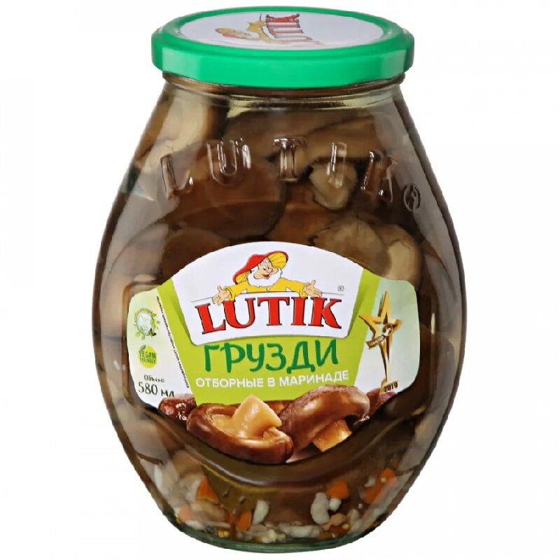Грузди 11047 LUTIK отборные в маринаде /стекло/ 580мл
