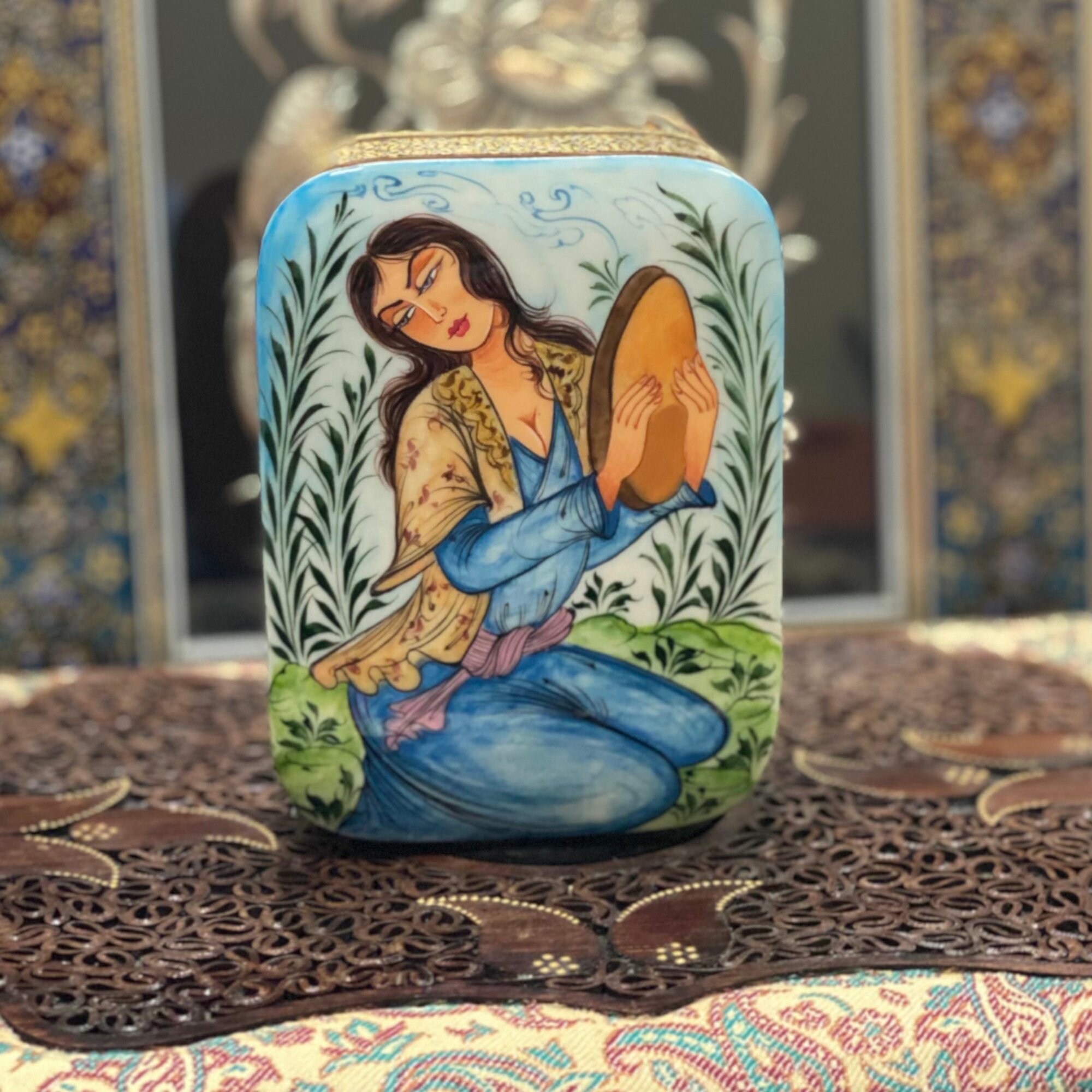 Чехол-футляр Персидский базар, для покерных карт, дерево, ручная работа