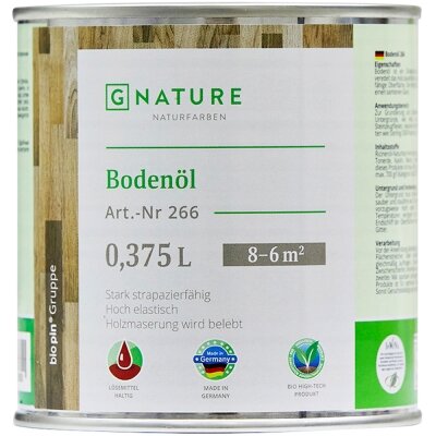 Масло Gnature 266 Boden Ol для паркета износостойкое, бесцветный 0,375л