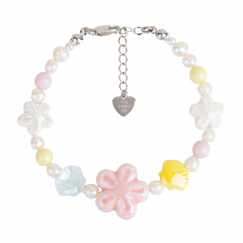 Браслет Oh Mary Did, жемчуг Swarovski синтетический, керамика, жемчуг пресноводный культивированный, 1 шт., размер 17 см, размер one size, серебристый