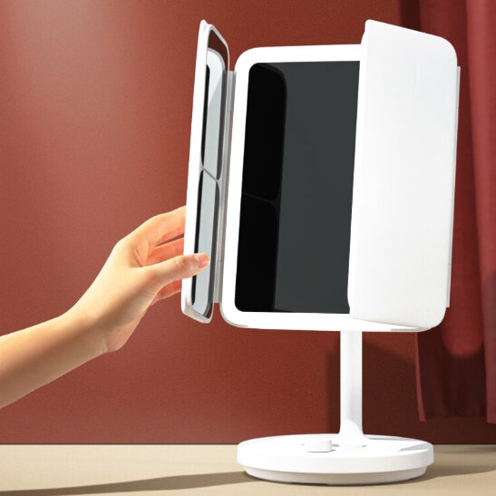 Картинки Раскладное зеркало косметическое для макияжа с регулируемой подсветкой и увеличением Jordan & Judy NV536 БЕЛОЕ