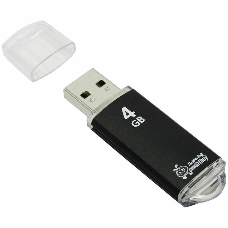 USB-флешка SmartBuy V-Cut 4GB, USB 2.0 Flash Drive, черный металлический корпус (SB4GBVC-K)