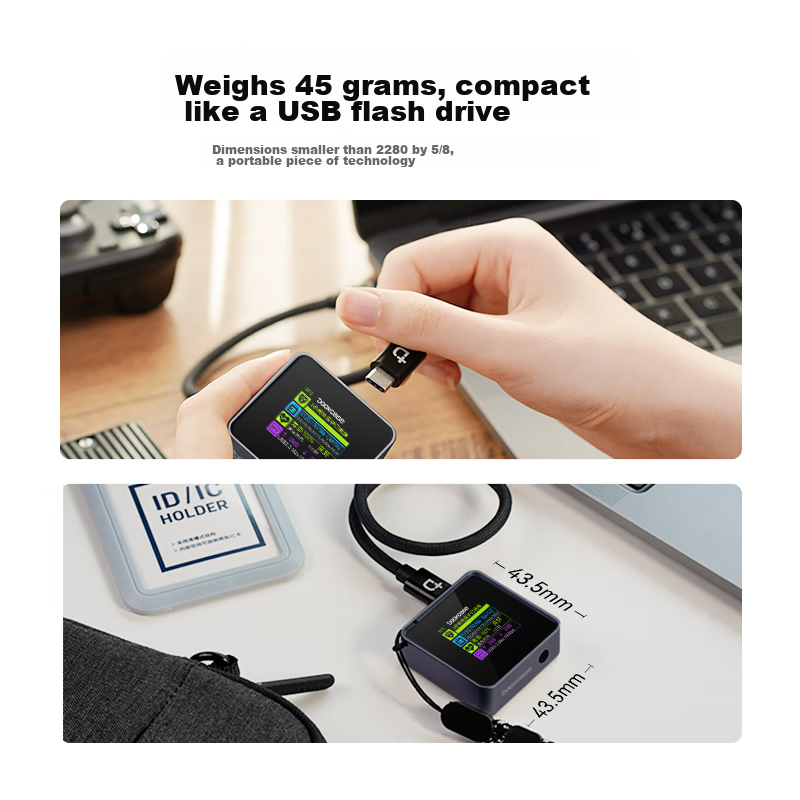 DOCKCASE with Screen 2230 Hard Drive Enclosure, M.2 NVMe Protocol 2230 SSD Enclosure, Type-C 3.2 SSD Mini Portable Hard Drive Case, Suitable for Laptops And IPhone 16