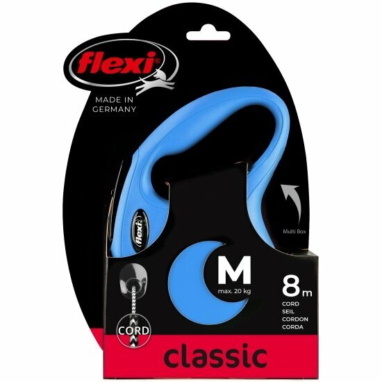 Поводок-рулетка Flexi New CLASSIC М, 8 м, 20 кг, синий