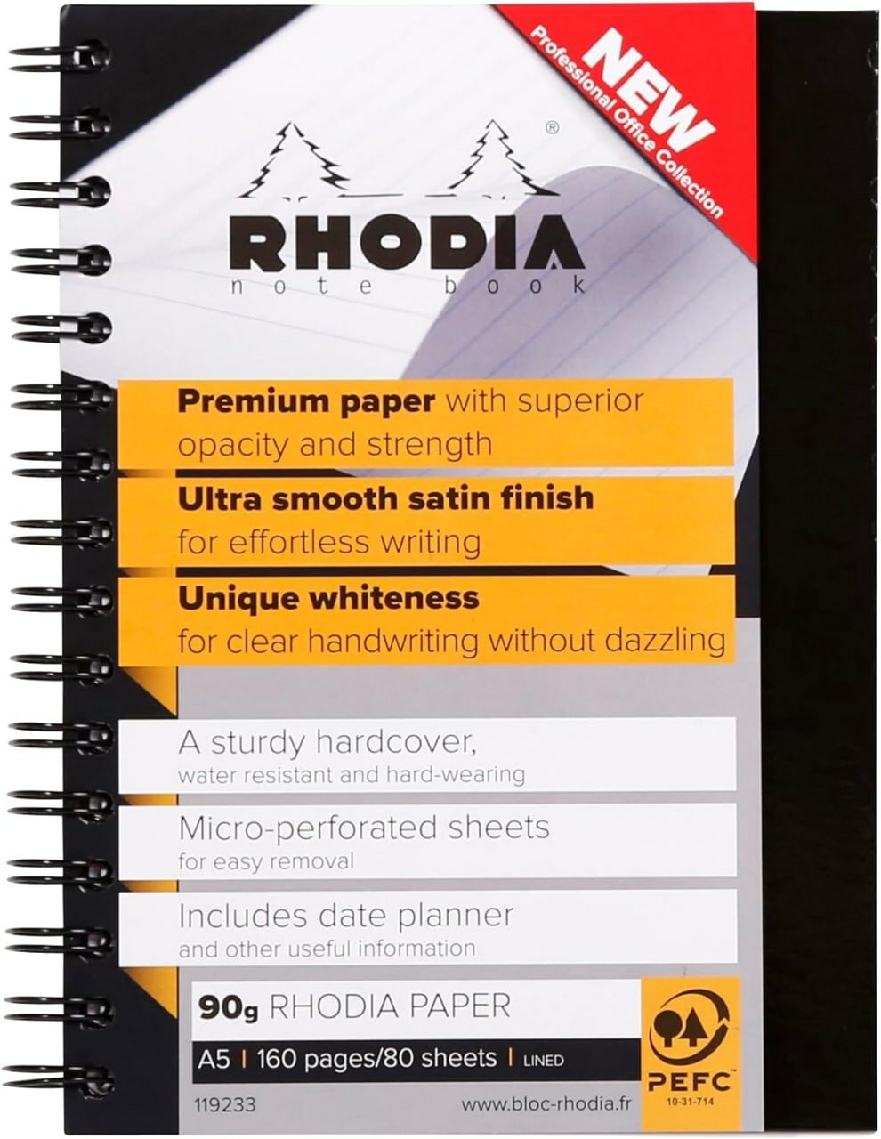 Бизнес - блокнот на спирали RHODIA , формата А5, для делового и повседневного использования