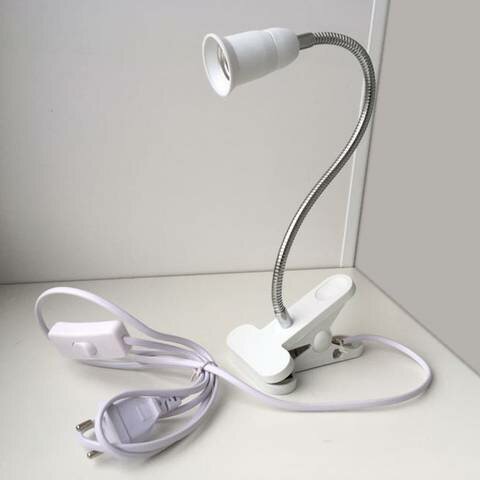 Светильник на прищепке гибкиий белый E27, Ecola /Светильник настольный 300мм /Светильник переносной