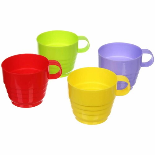 Кружка пластиковая 250мл в наборе 4шт цвет микс 429₽