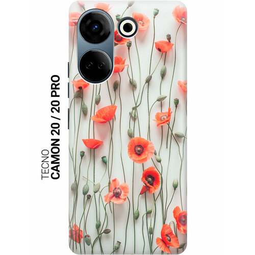 фото Силиконовый чехол на tecno camon 20 / 20 pro / техно камон 20 / 20 про с рисунком "маки на белой стене" slvgo