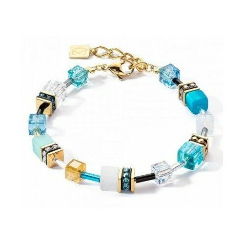 фото Браслет coeur de lion, swarovski zirconia, тигровый глаз, гематит, 1 шт., размер 21 см, размер one size, голубой