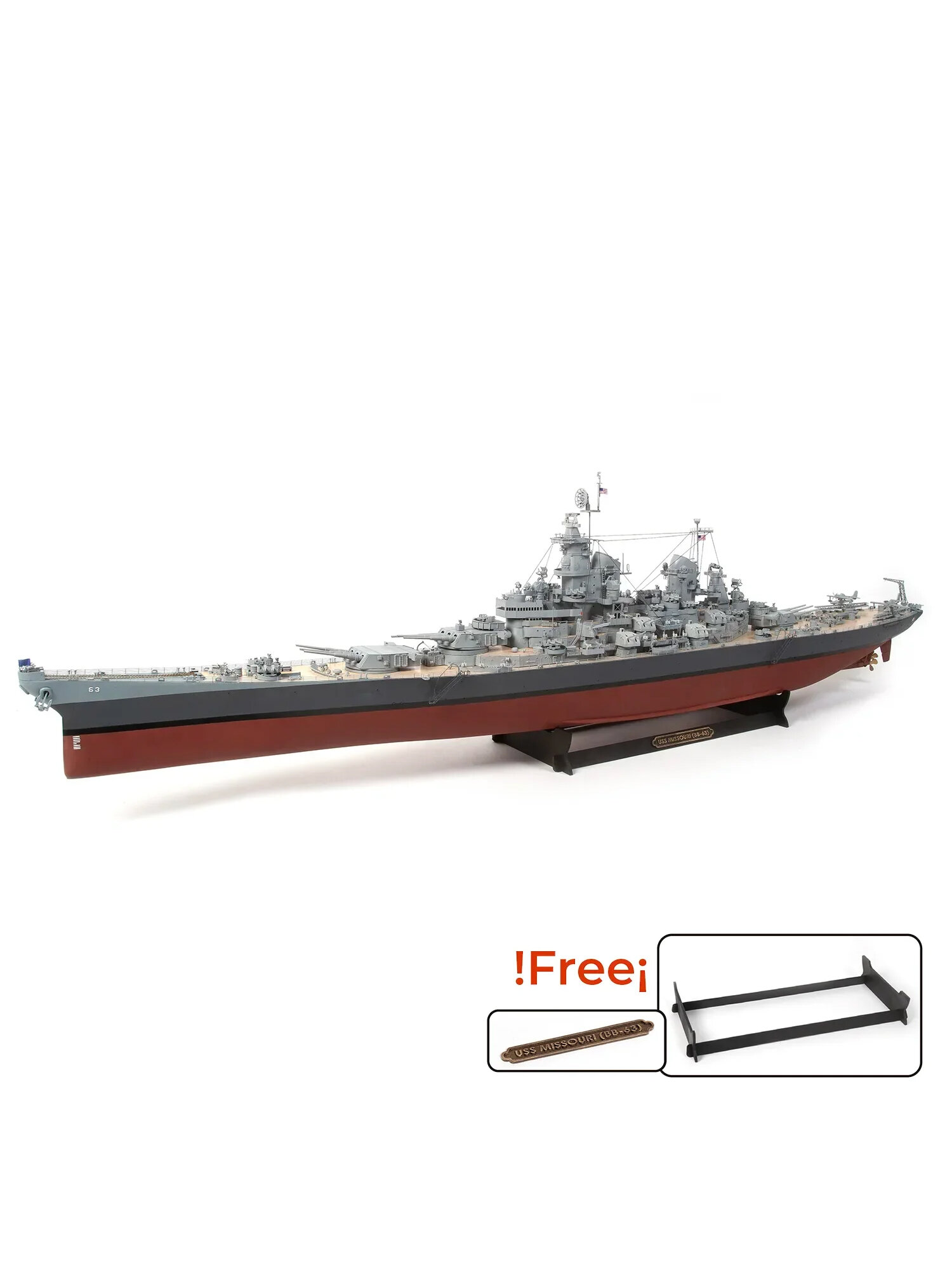 Сборная модель от OcCre, линкор BB-63 USS Missouri (Миссури), 1400 часов, 1355х178х320 мм, М.1:200