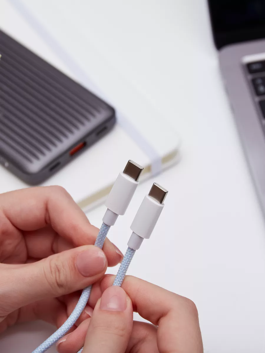 Зарядный кабель, для iPhone 15, Android, Type-C, 1 м, голубой — фото 1