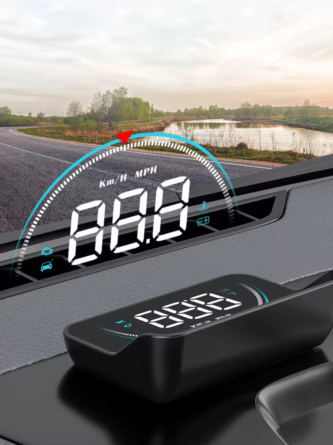 HEAD UP DISPLAY M8 OBD2, спидометр, датчик температуры, Обороты двигателя