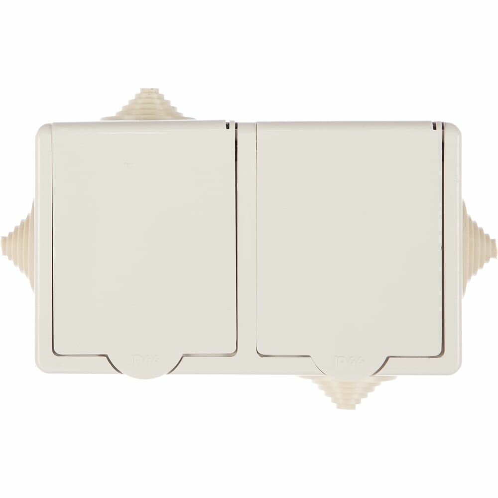 Розетка 2-м ОП РА16-759 16А IP44 с заземл. ПГ бел. Кунцево 5907