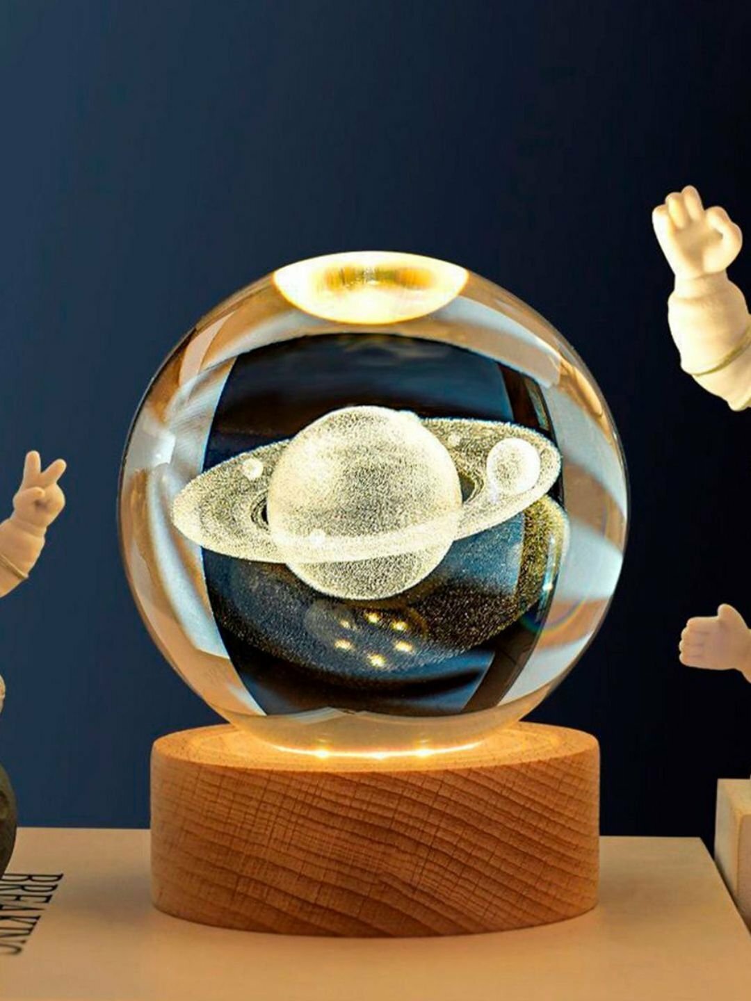 Хрустальный шар-ночник 3D, антистресс, настольный стеклянный светильник, 6 см