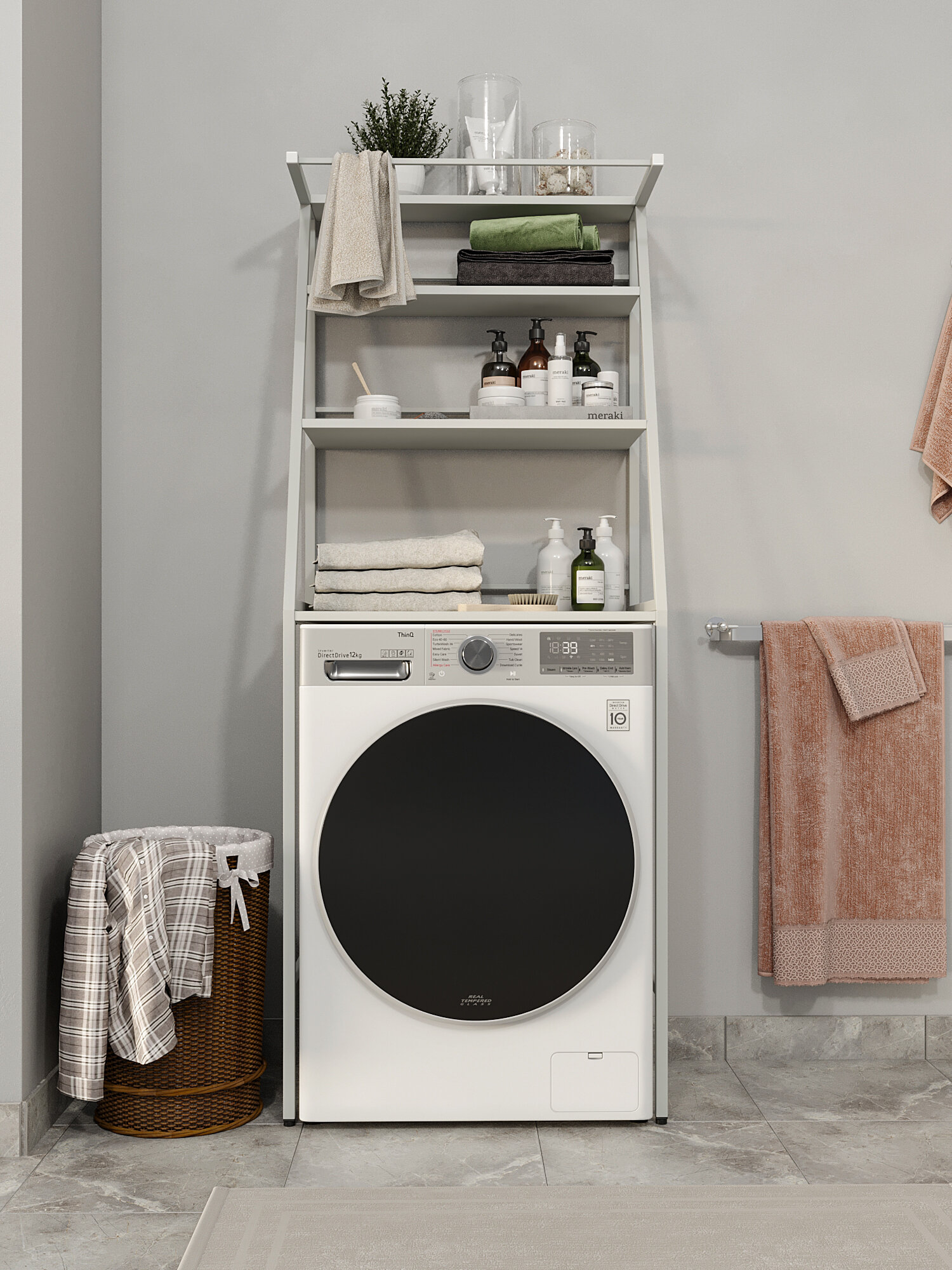 Стойка над стиральной машиной KM LOFT, узкая, функциональная, белый