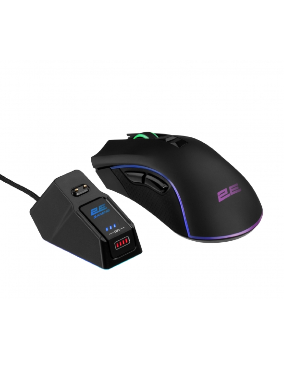 Игровая мышь 2E Gaming MG340WL, беспроводная, оптическая, 7 клавиш, RGB-подсветка, чёрный, 2E-MG340UB-WL — фото 1