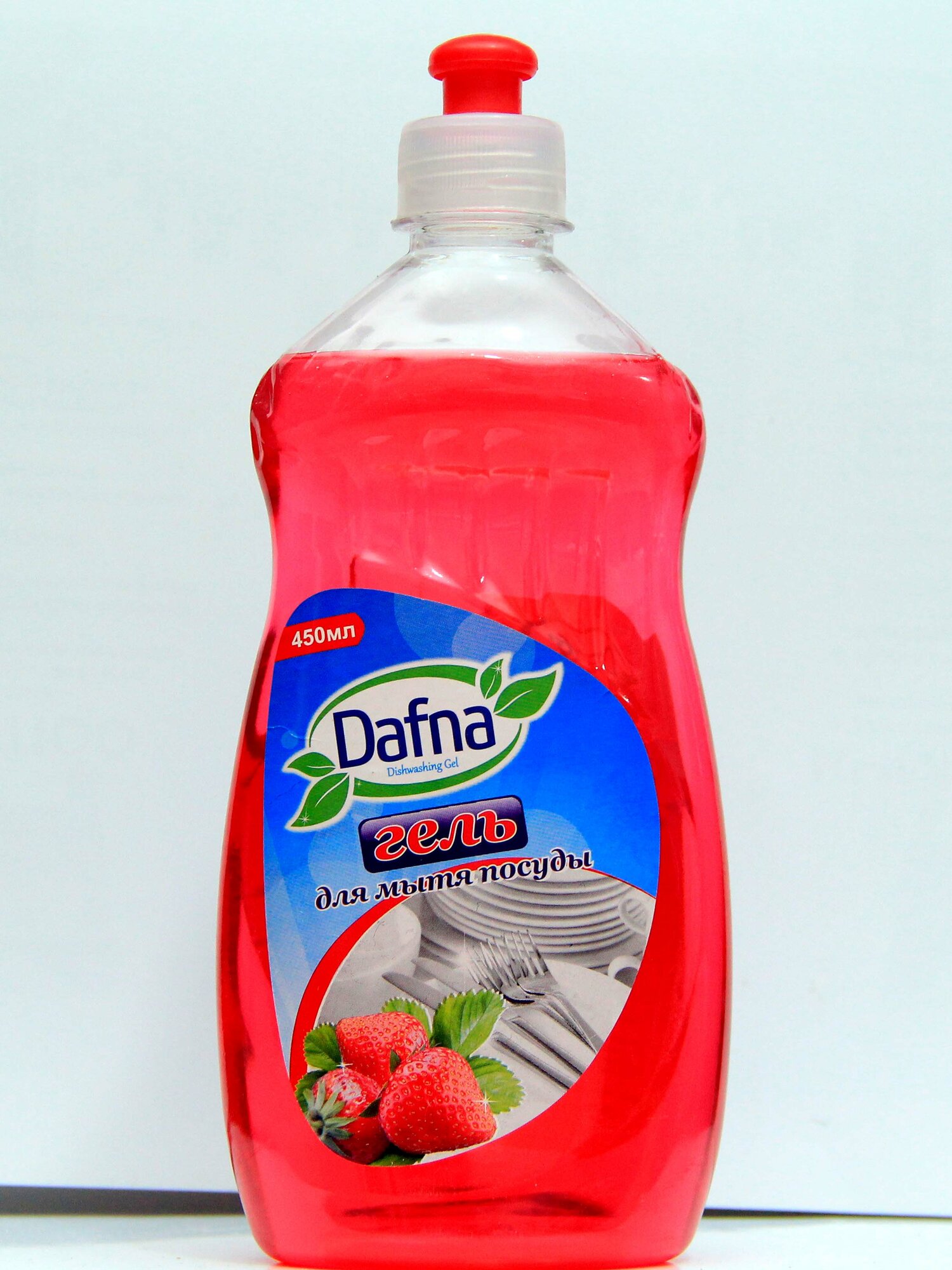 Гель для посуды "Dafna" 3 в 1, бережный уход за руками, 450мл клубника