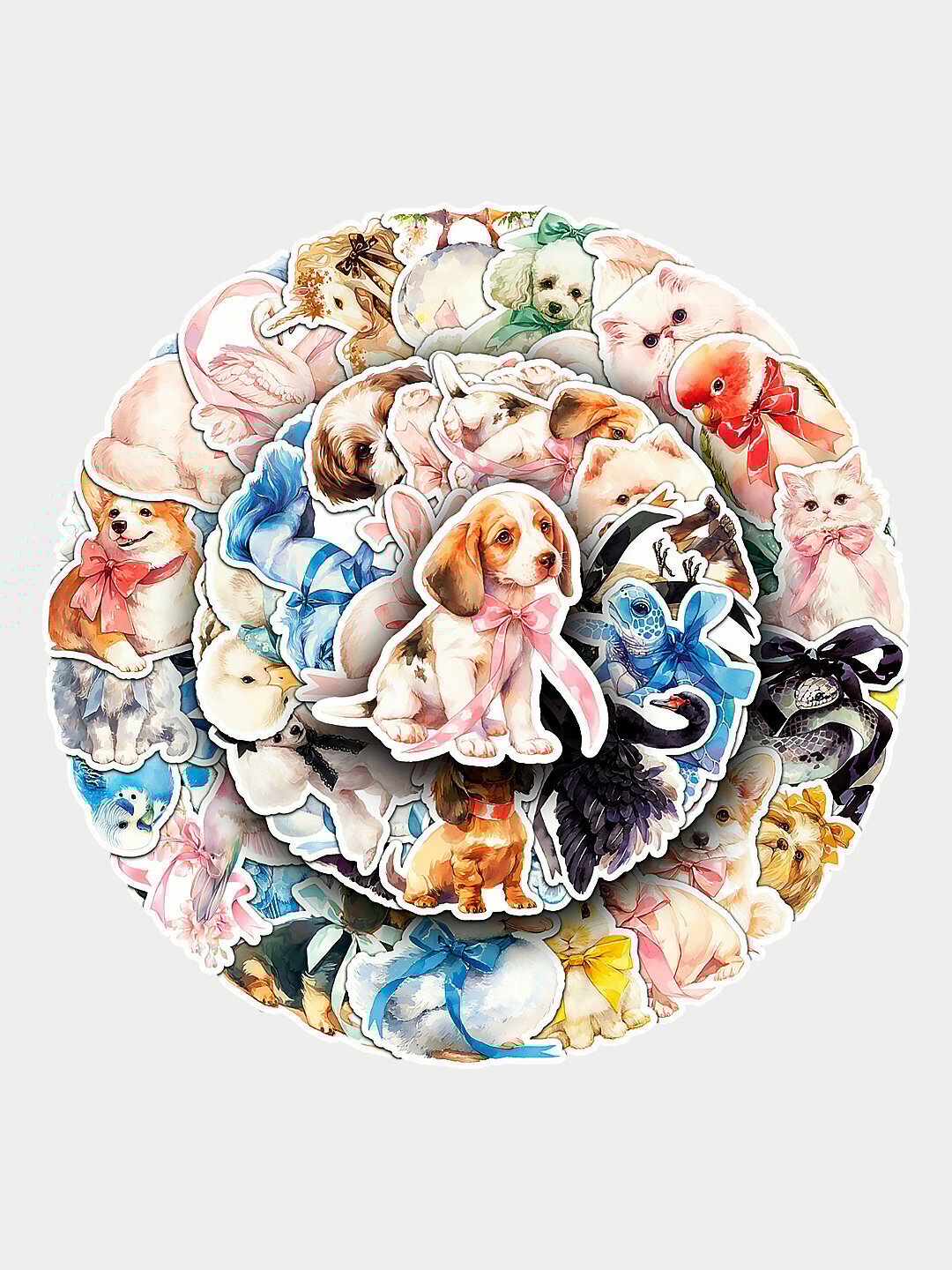 Наклейки для декора, телефона, ноутбука набор 50 шт, более 15 видов, Милые животные