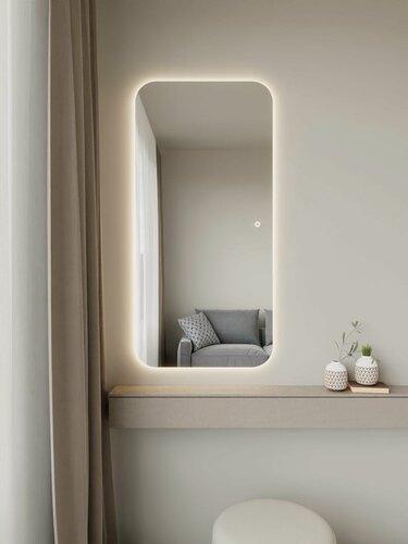 Изображение товара Зеркало настенное 140х60 см. мягкий квадрат BLX MIRROR с подсветкой сенсорное