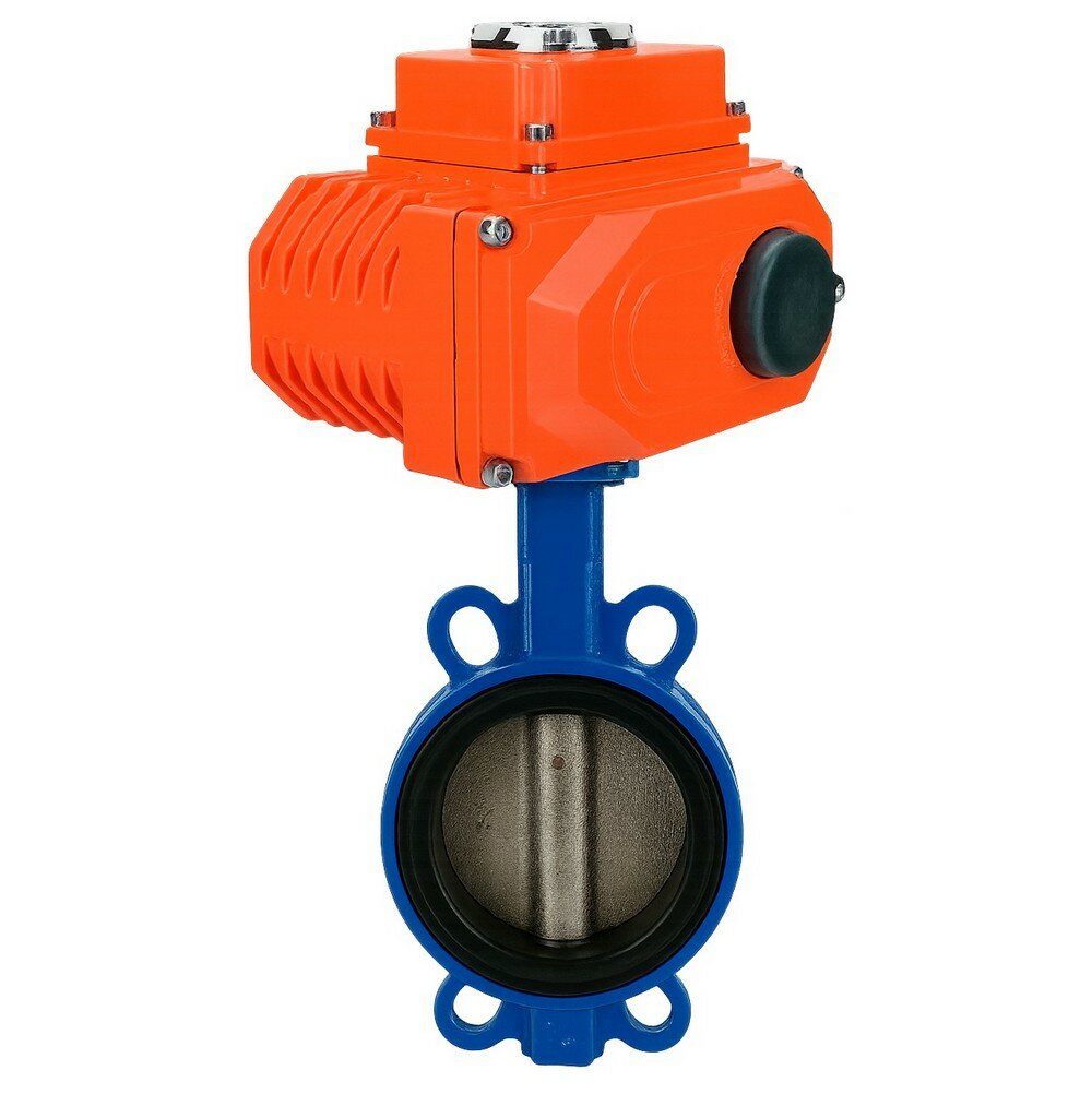 Затвор дисковый поворотный DN.ru WCB-316L-NBR Ду200 Ру16, корпус - углеродистая сталь WCB, диск - нержавеющая сталь 316L, уплотнение - NBR, с электроприводом QT2-040-24VDC 24В (опрессовано)