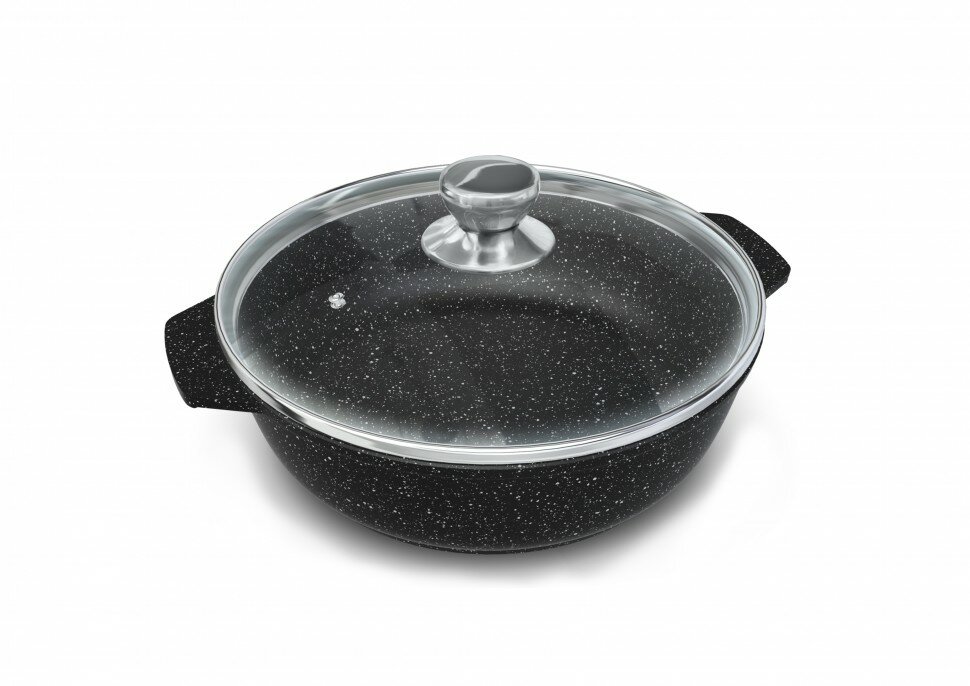 Сковорода-жаровня нева металл посуда Индукция Гранит, L186540i, диаметр 28 см, 35х35 см