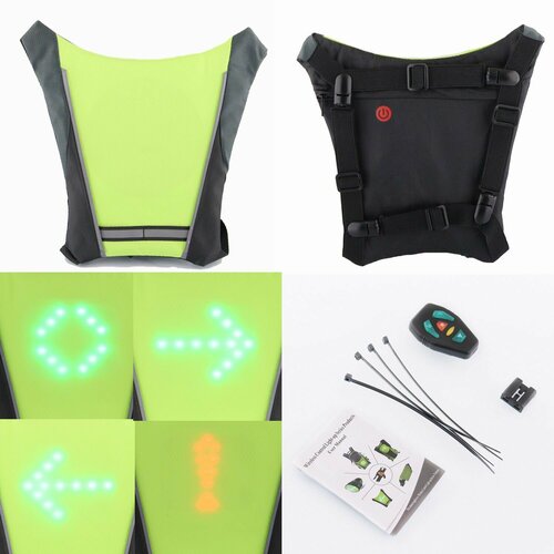 Накладка на рюкзак с LED указателями движения (250*250*15mm, зеленая, 30 диодов, 500mАh, пульт)