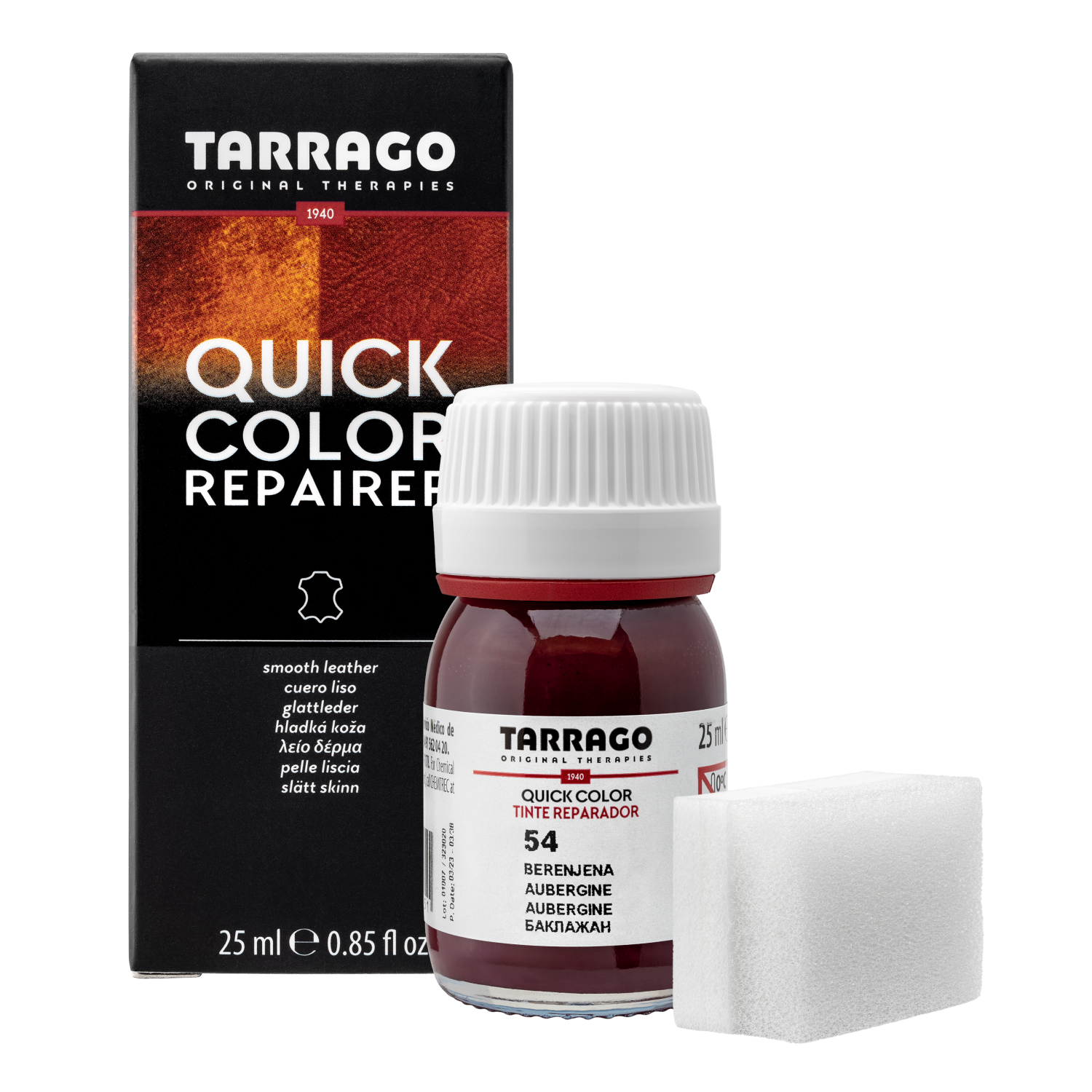 Крем-восстановитель для гладких кож TARRAGO Quick Color, 054 баклажан (aubergine), стекло 25 мл.